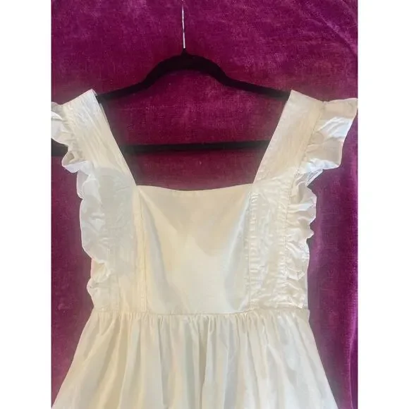 O.P.T Passion Midi Dress White Poplin Ruffle Apron Size Medium M Prairie Cottage - Picture 7 of 9